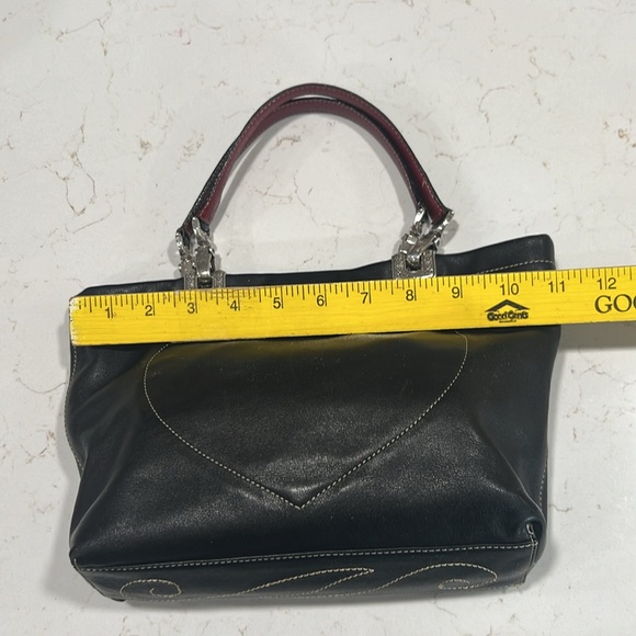 Brighton Jodi Black Leather Embroidered Heart Toile Liner Silver Filagree Bag - Picture 4 of 8